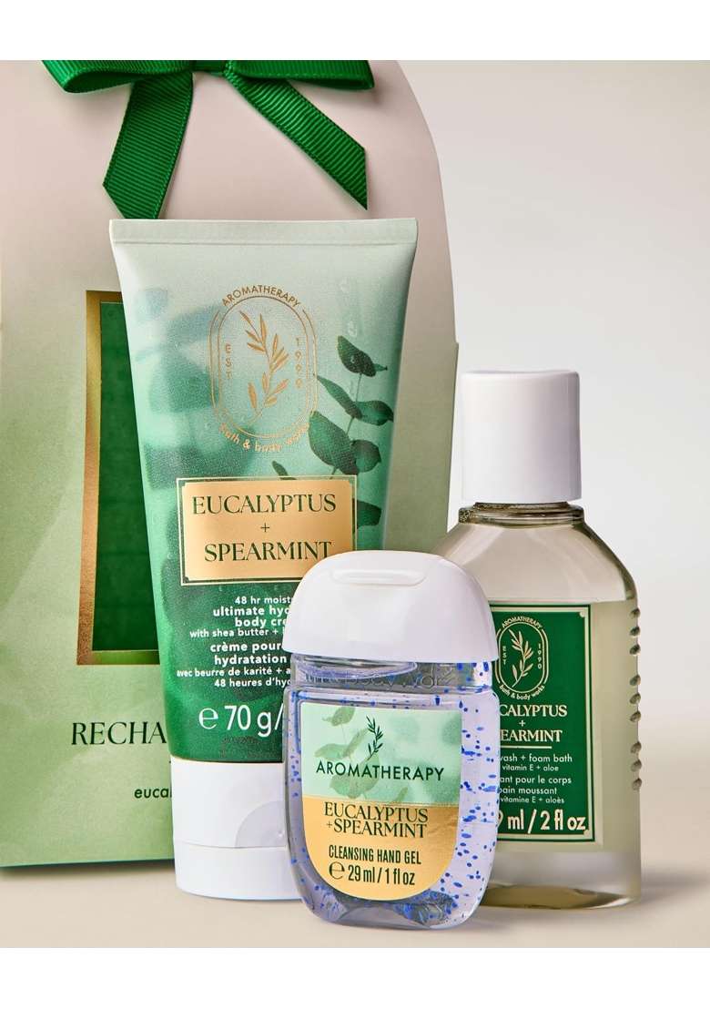 Bath and Body Works Eucalyptus Spearmint Gift Set Body Care Sets Bath Sets Set of 3 - Indya