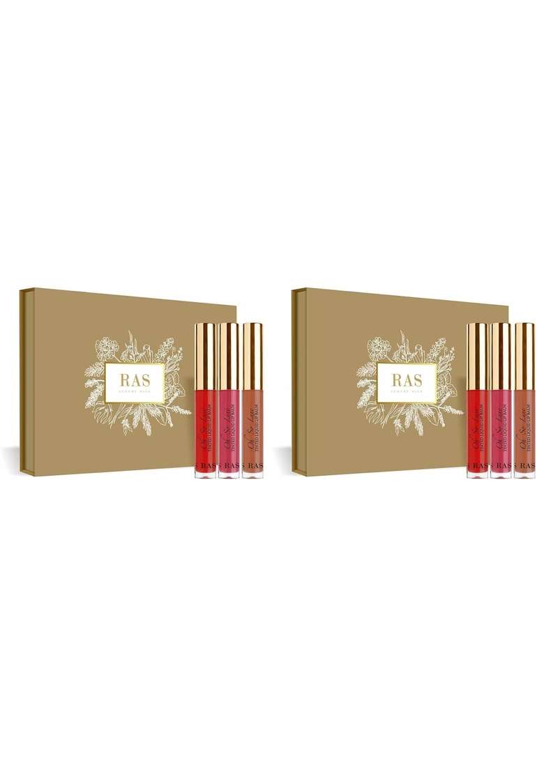 RAS Luxury Oils Oh So Luxe Tinted Liquid Lip Balm Gift Softening and Moisturising Lip and Cheek Tint Set of 3 - Indya