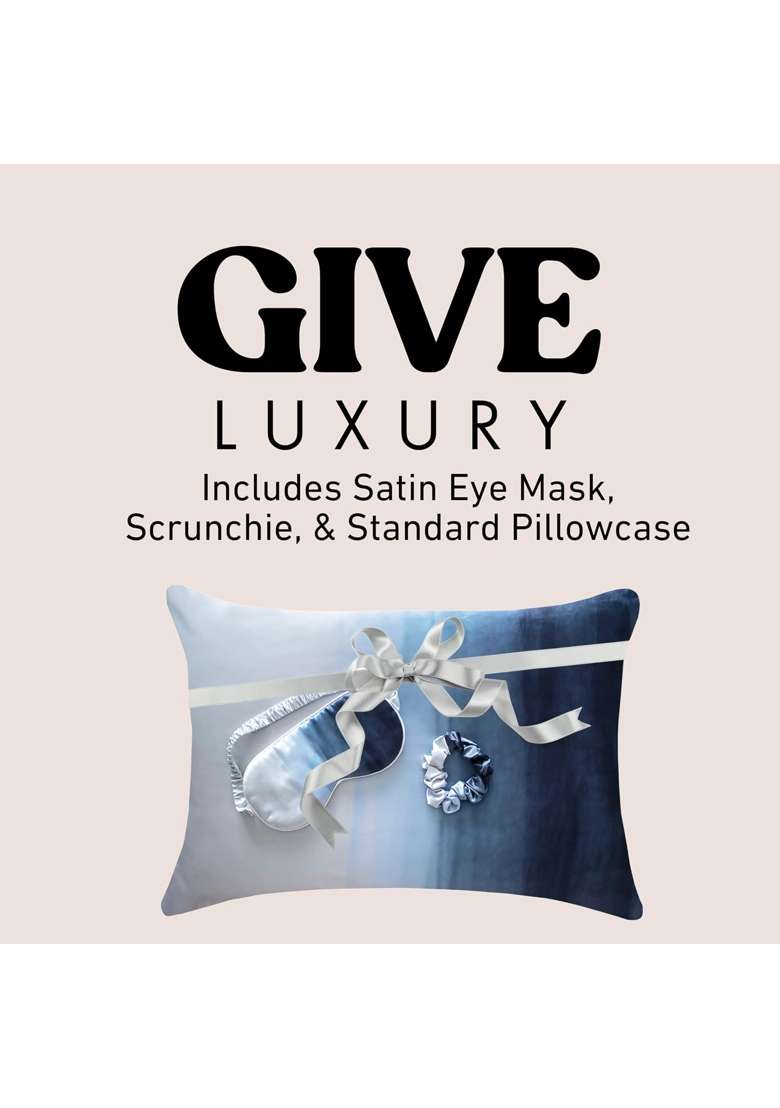 Fenrici Luxury Satin Pillowcase Gift Set Includes Eye Mask and Scrunchie - Indya