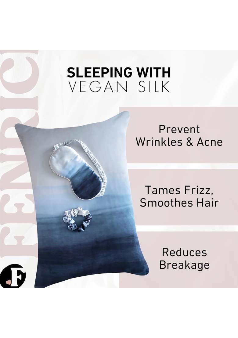Fenrici Luxury Satin Pillowcase Gift Set Includes Eye Mask and Scrunchie - Indya