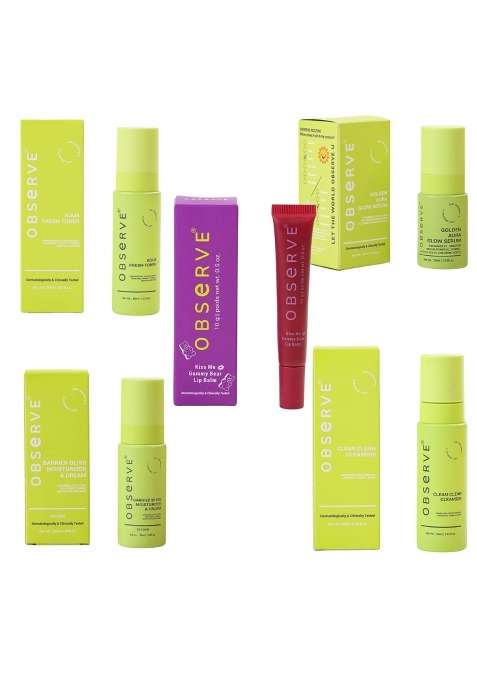 Observe Complete Skincare Combo Aqua Fresh Toner Golden Aura Glow Serum Barrier Bliss Moisturizer and Cream