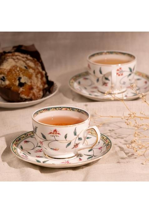 Golden Queens Cup Saucer and Spoons Set Perfect for Hosting and for Tea Coffee