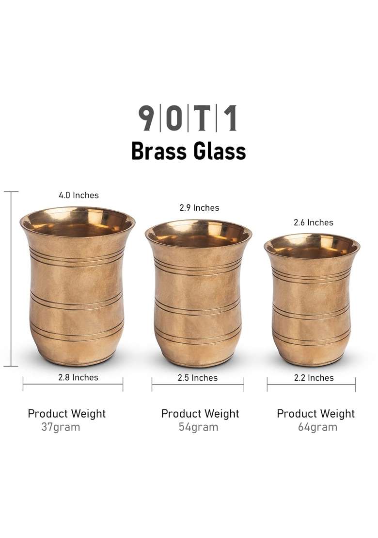 90T1 Pure Brass Glass Plain Puja Glass - Indya