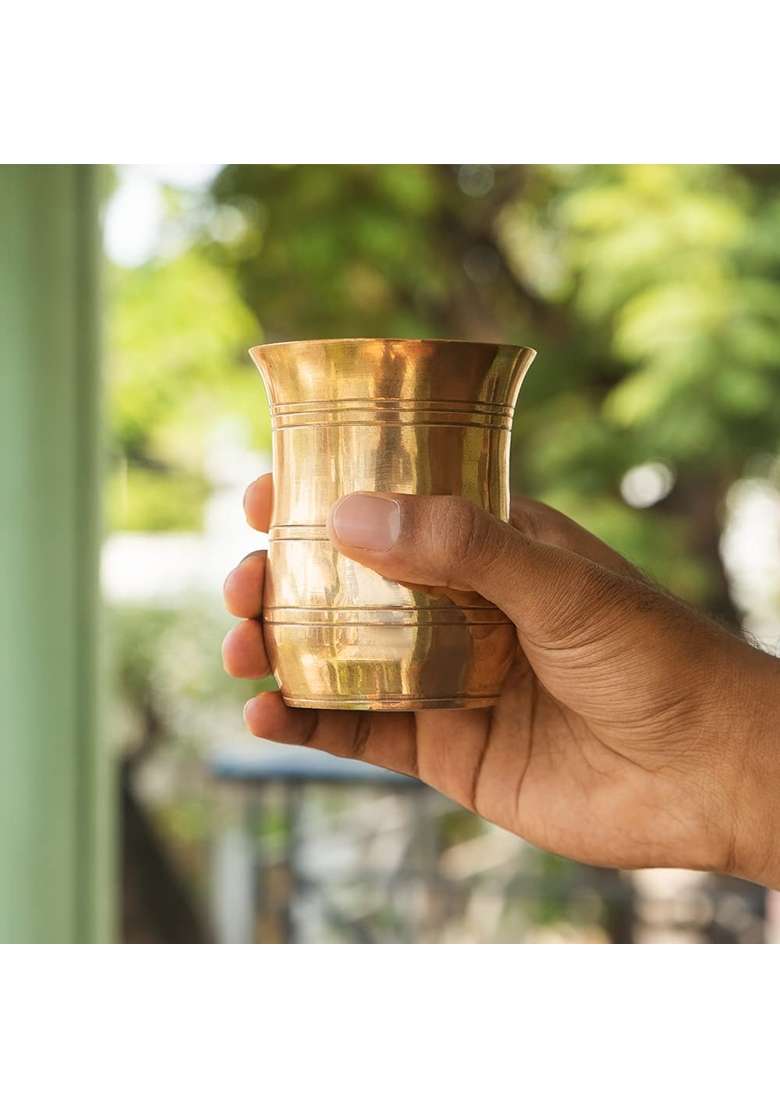 90T1 Pure Brass Glass Plain Puja Glass - Indya