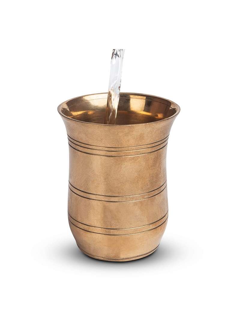 90T1 Pure Brass Glass Plain Puja Glass - Indya