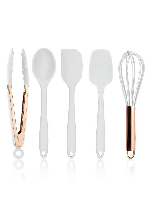 Cook with Color Silicone Cooking Utensils 5 Pc Kitchen Utensil Set Easy to Clean Silicone Kitchen Utensils