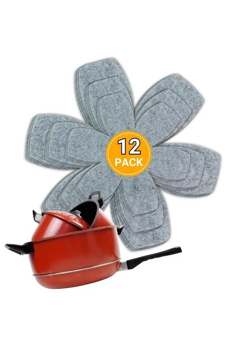Savuk Pot and Pan Protectors and 3 Different Sizes Separators Pad Pot Dividers Anti Slip Pad Set of 12