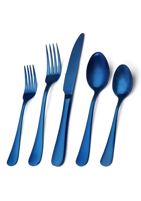 Sharecook Matte Blue Silverware Set Satin Finish Stainless Steel Flatware Set