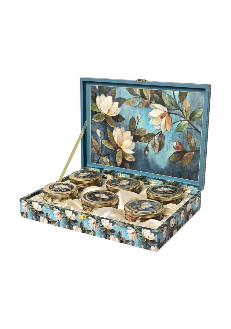 Sonature Blue Flowers Design Dry Fruit Premium Gift Box Premium Gift Hamper Pack of 4 - Indya