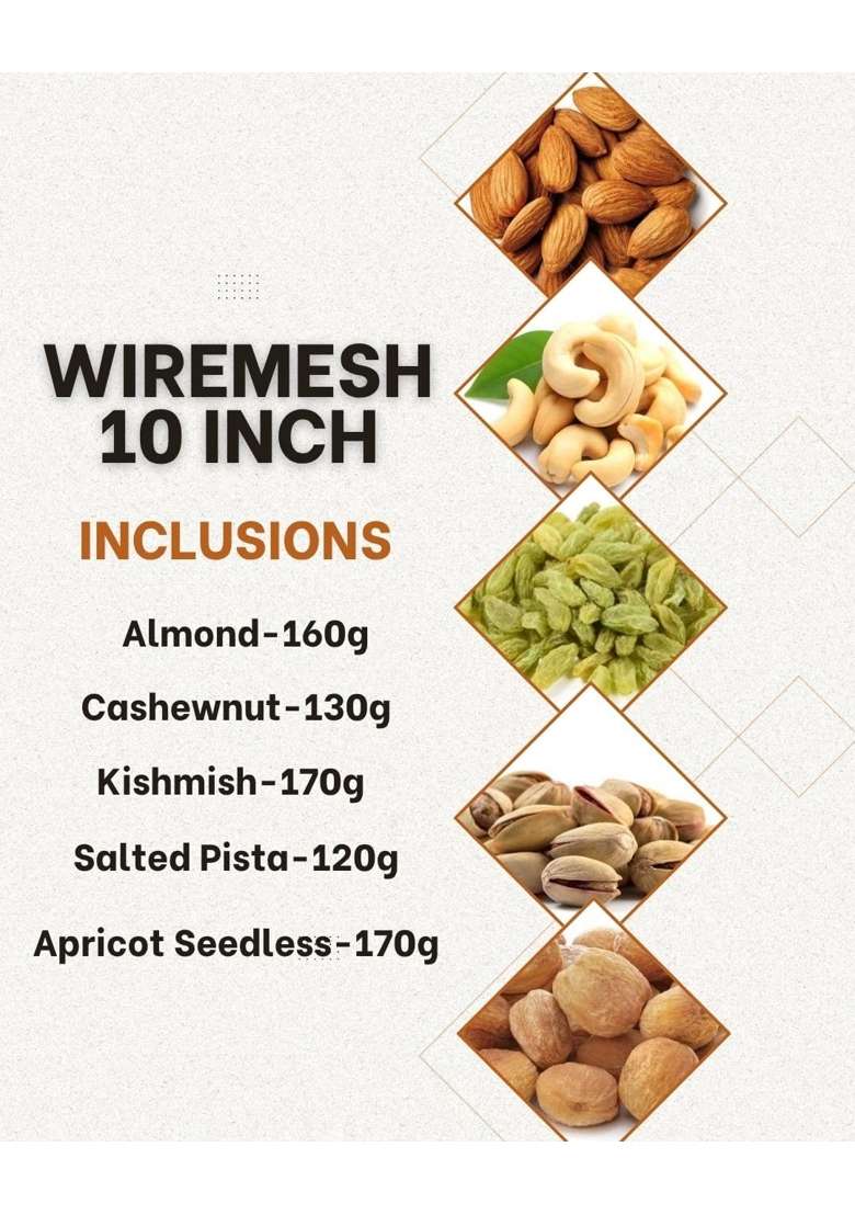 Browntree Wiremesh Inch 5 in 1 750G Unique Dry Fruit Gift Hamper - Indya
