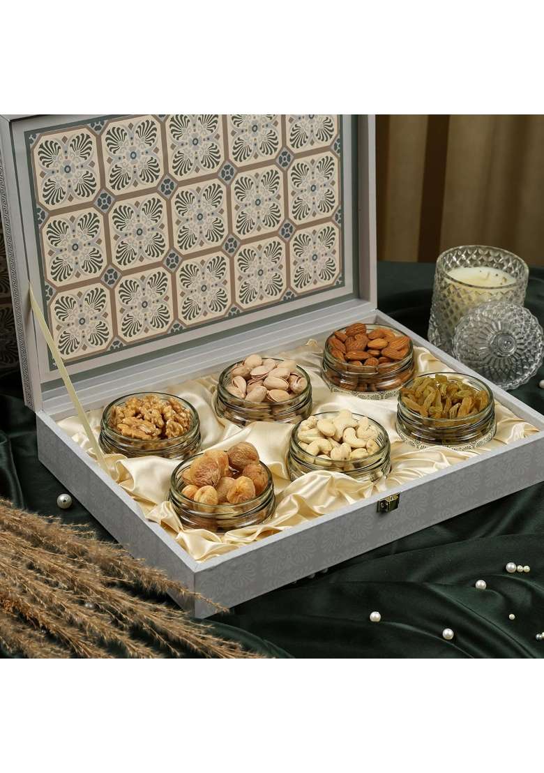 Sonature Multicolour Square Design Dry Fruit Premium Gift Box Premium Gift Hamper Pack of 6 - Indya