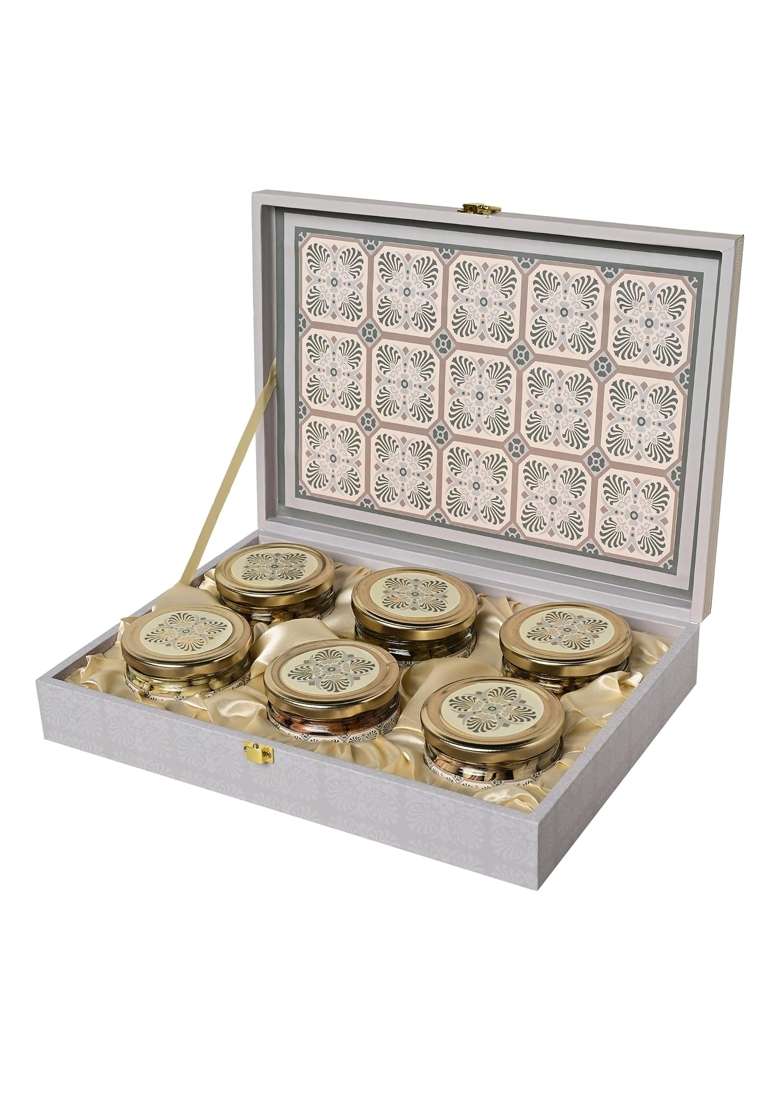 Sonature Multicolour Square Design Dry Fruit Premium Gift Box Premium Gift Hamper Pack of 6 - Indya