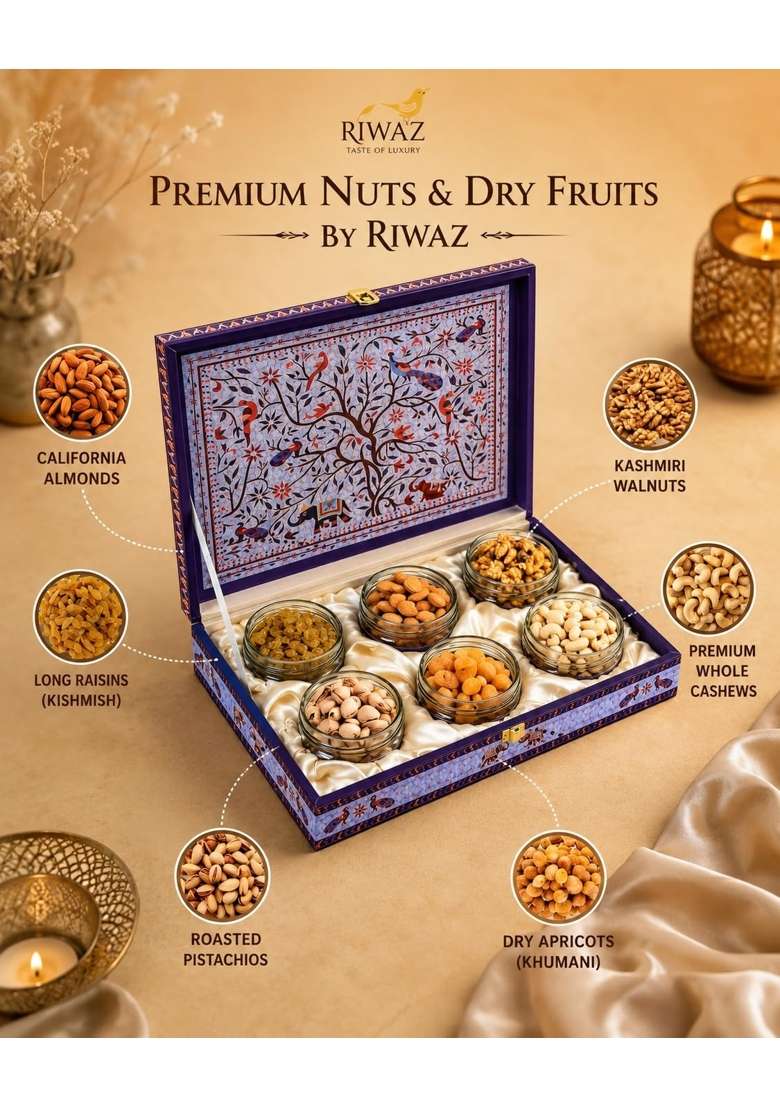 Riwaz Luxury Dry Fruit Gift Box for Diwali Wedding and Corporate Gifting - Indya