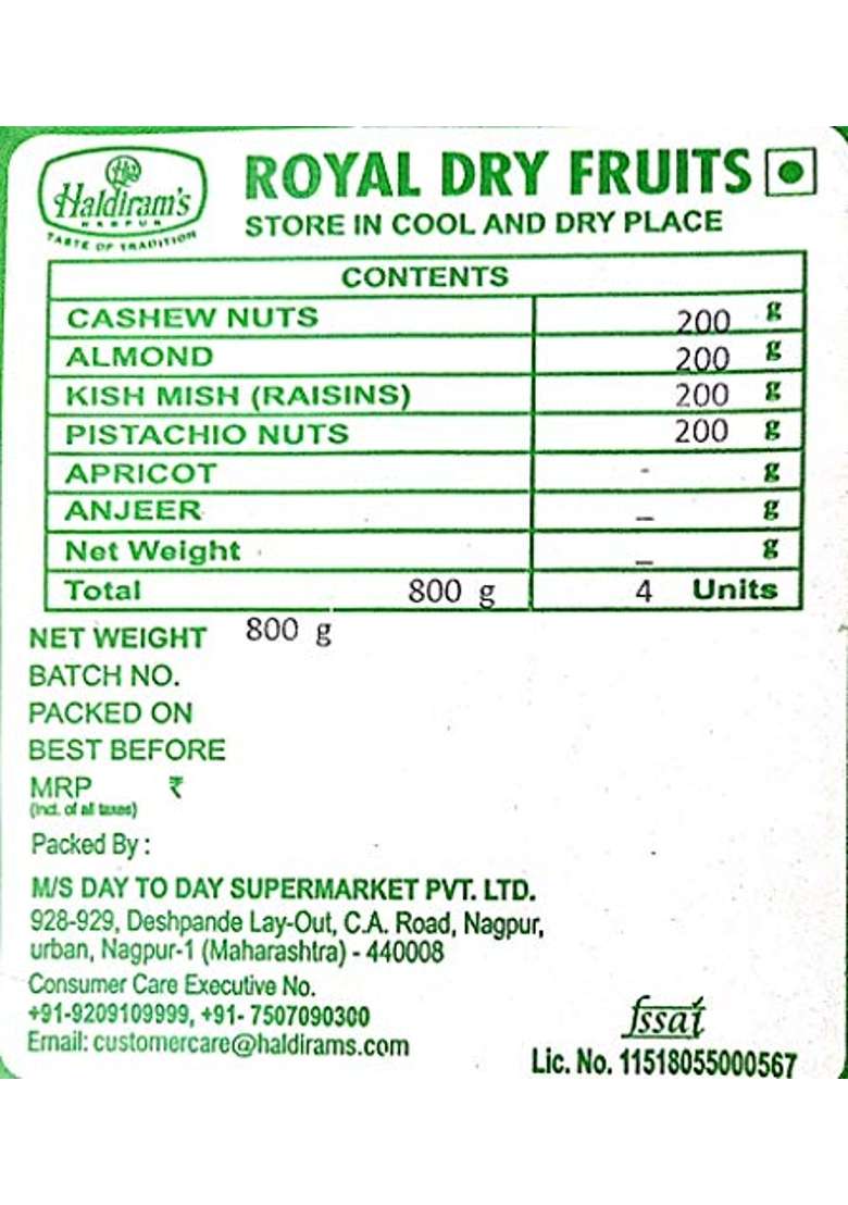 Haldirams Nagpur Dry Fruit Tokni Medium 800 GM - Indya