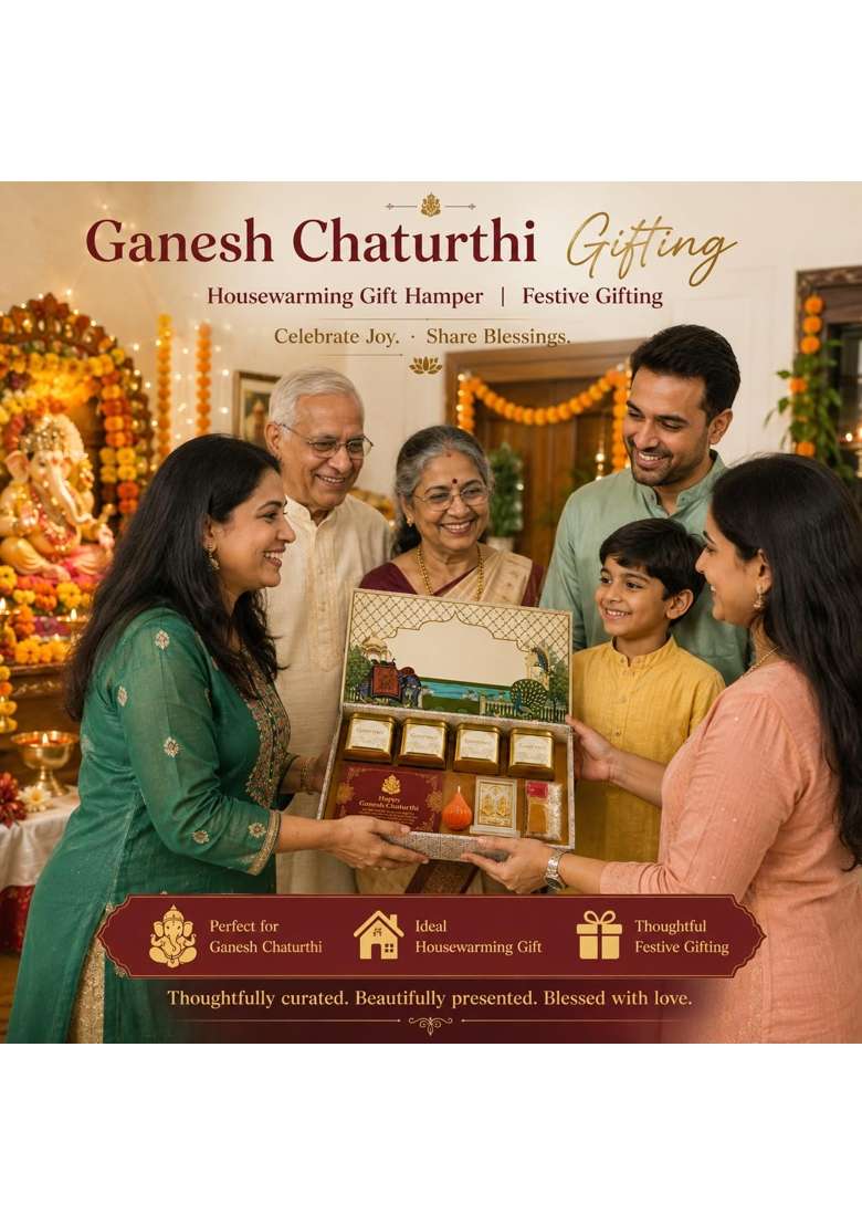 Surprise in a Box Ganesh Chaturthi Gift Hamper with 4 Gourmet Delicacies - Indya