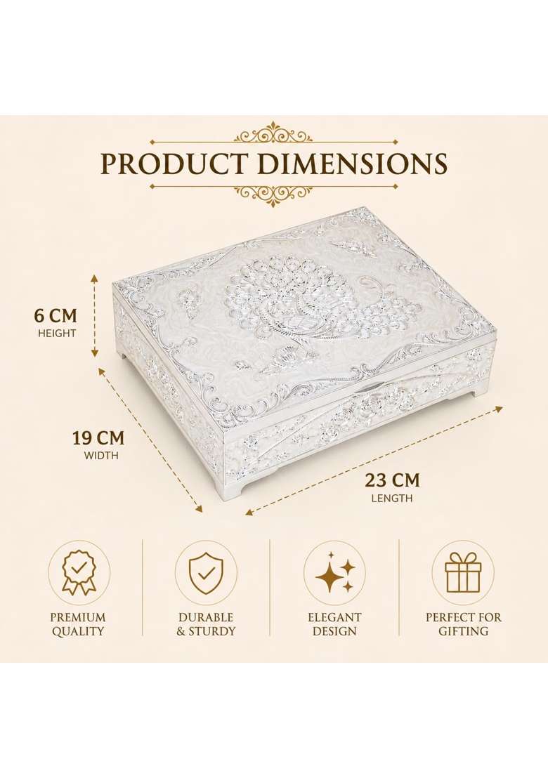 Smiles Gift Luxury Imported Silver Color Metal Dry Fruit Box - Indya