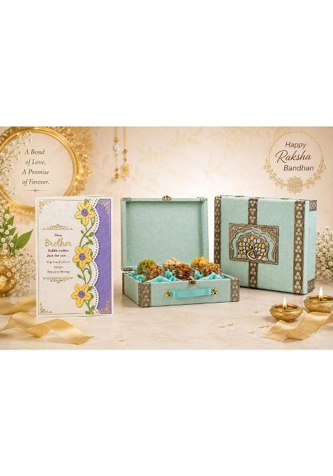 Browntree Dry Fruits Rakhi Gift Hamper Bluemina 6P 650G Rakhi Hamper for Brother