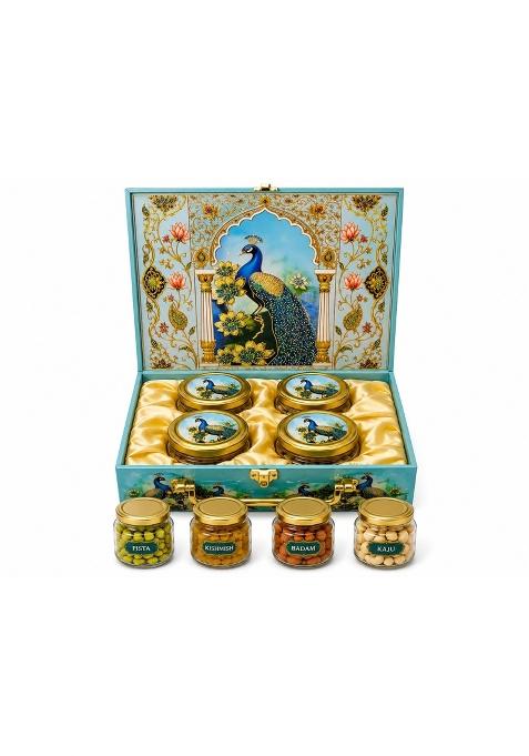 DR VITA Foods Dry Fruits Gift Box with 4 Glass Jars 600G