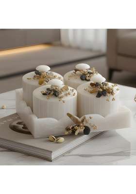 Sajja Kreation Beige Multipurpose Dry Fruit Container Elegant Snack Storage Box with Decorative Lid Set of 4