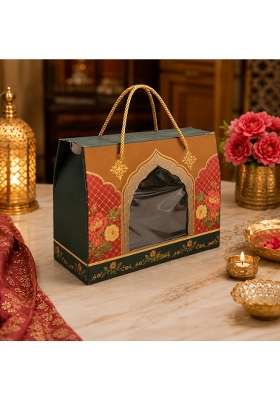 Satyam Kraft Multicolor 24 Pcs Big Royal Floral Window Hamper Box with Rope Handle