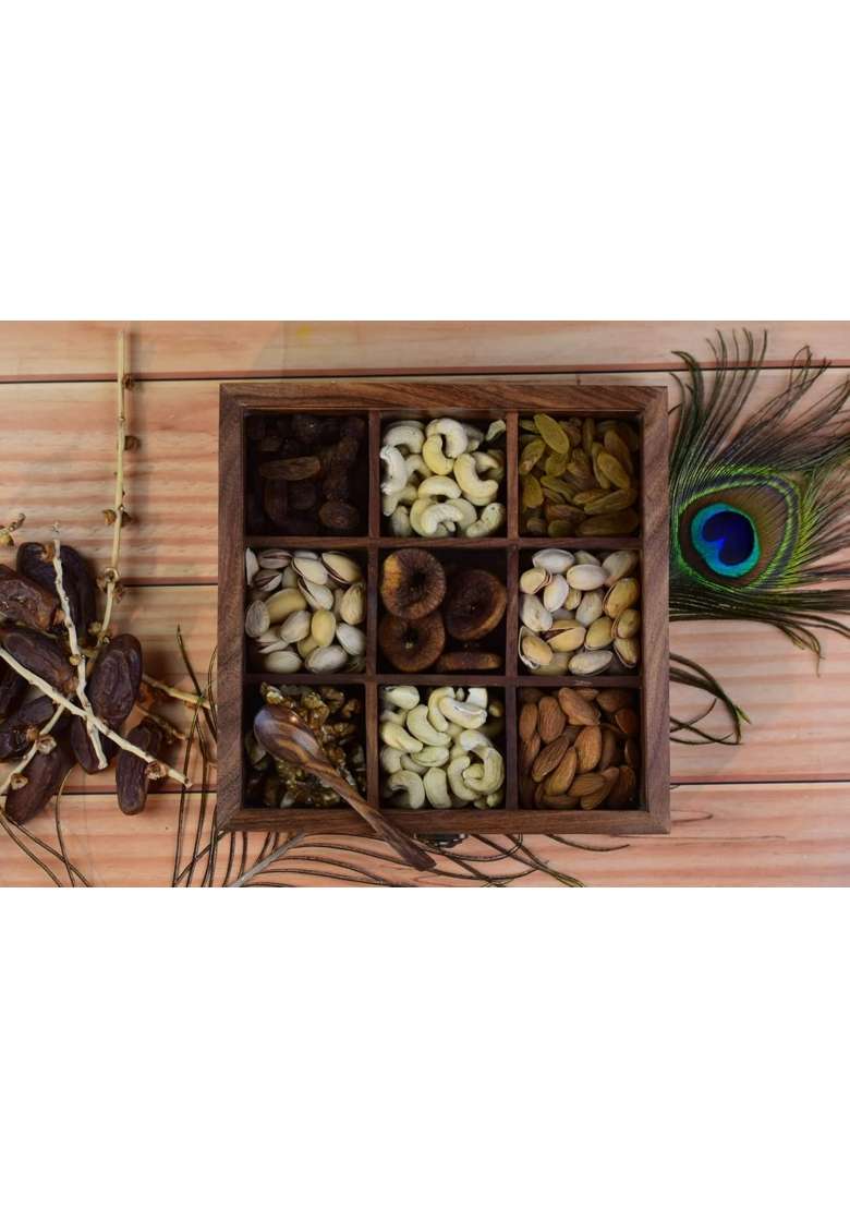Royal Craft Expertise Wooden Dry Fruit Box Handmade and Handcrafted Wooden Large Size Dry Fruit Container - Indya