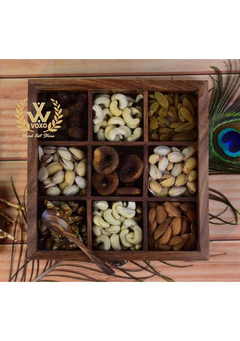 Royal Craft Expertise Wooden Dry Fruit Box Handmade and Handcrafted Wooden Large Size Dry Fruit Container - Indya
