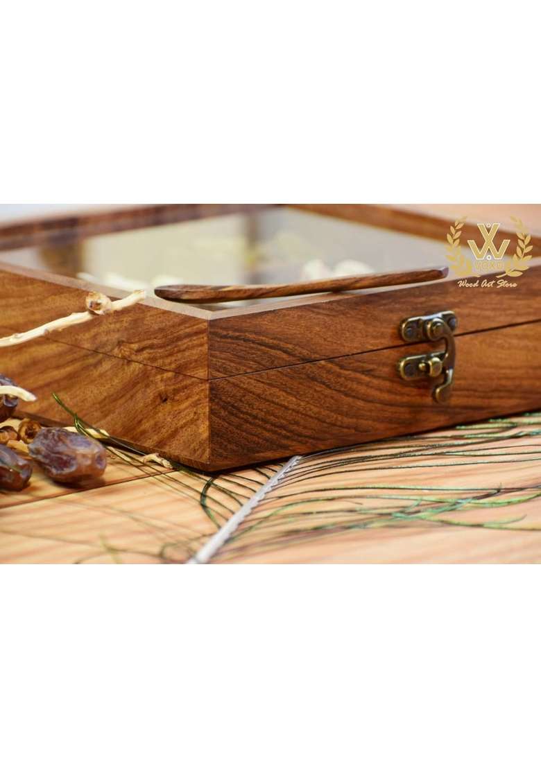 Royal Craft Expertise Wooden Dry Fruit Box Handmade and Handcrafted Wooden Large Size Dry Fruit Container - Indya