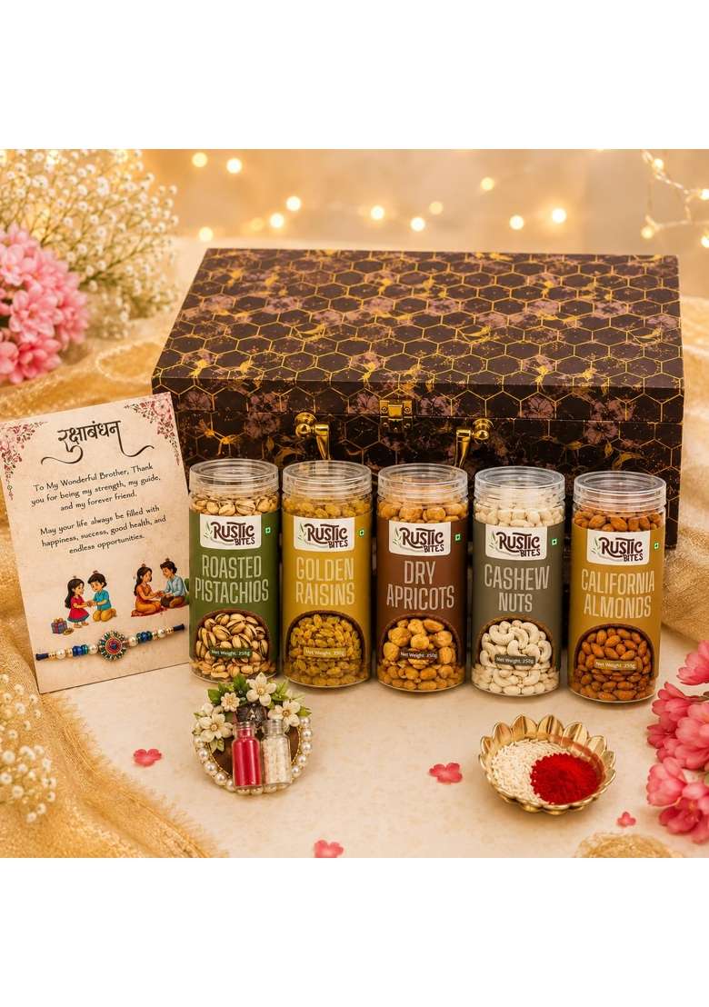 Sundarlaxmi Raksha Bandhan Dry Fruit Gift Hamper 1250G Premium Almonds Cashews Pistachios - Indya