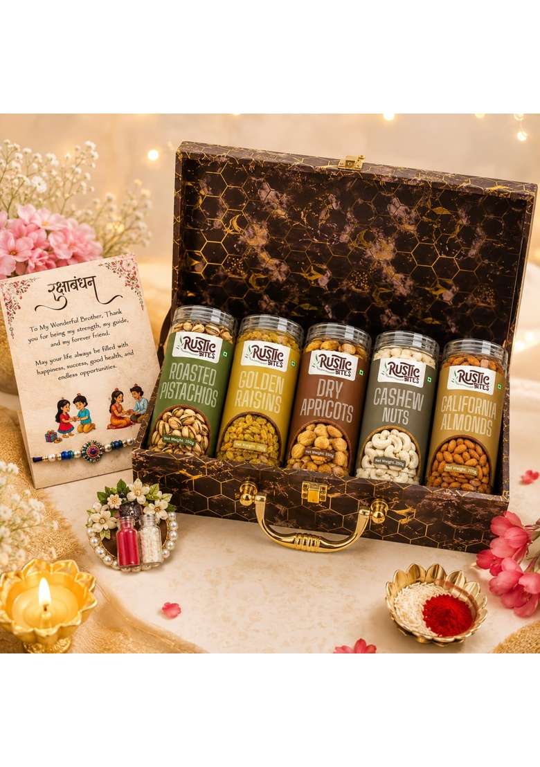 Sundarlaxmi Raksha Bandhan Dry Fruit Gift Hamper 1250G Premium Almonds Cashews Pistachios - Indya