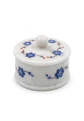 Luxury Marble Inlay Dry Fruits Box with Lid Handmade Dry Fruit Storage Container for Nuts Snacks Mukhwas