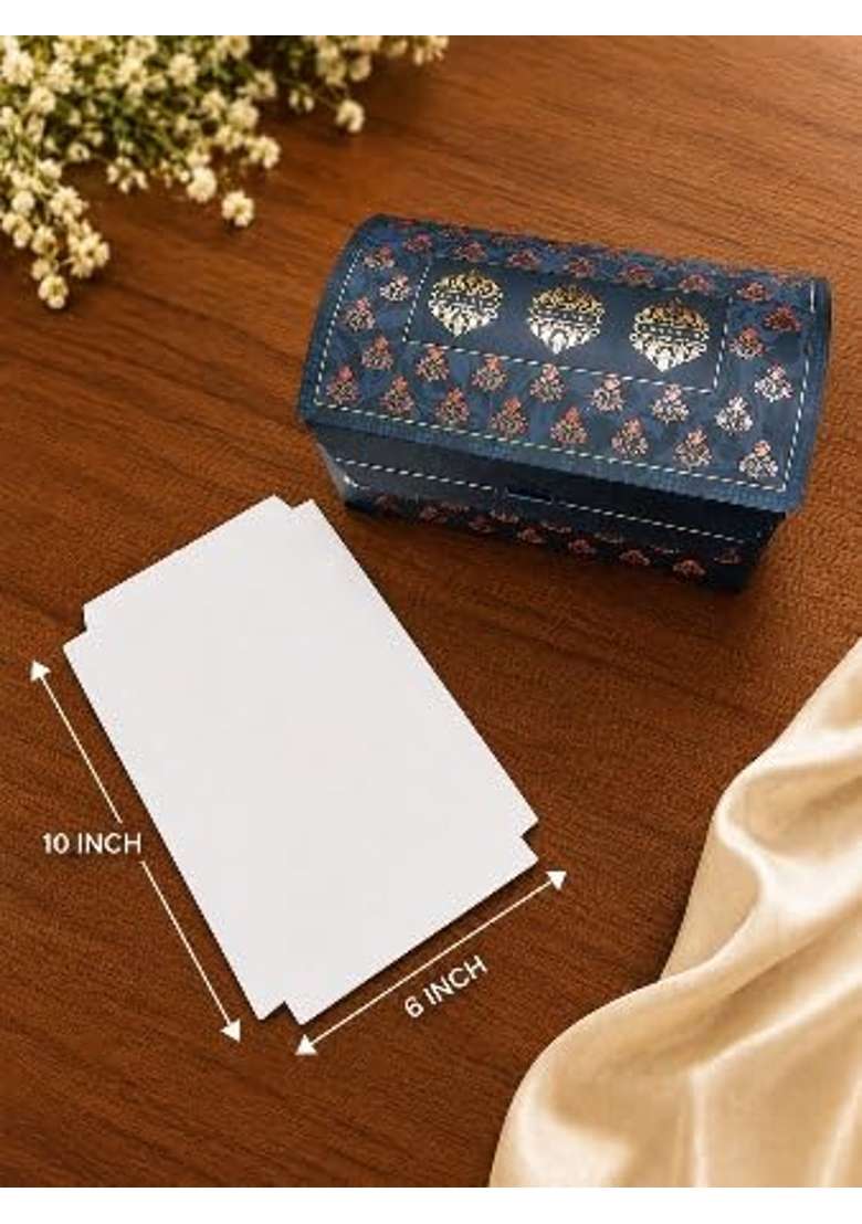 Satyam Kraft Blue 24 Pcs Royal Sandook Printed Curved Gift Hamper Box - Indya