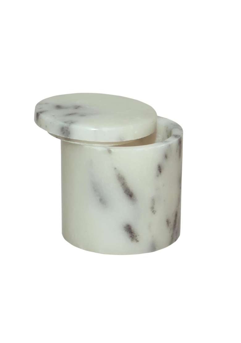 Little Extra Marble Mason Jars with Lid White and Brown Round Small Jars Ideal for Food Storage Pack of 2 - Indya