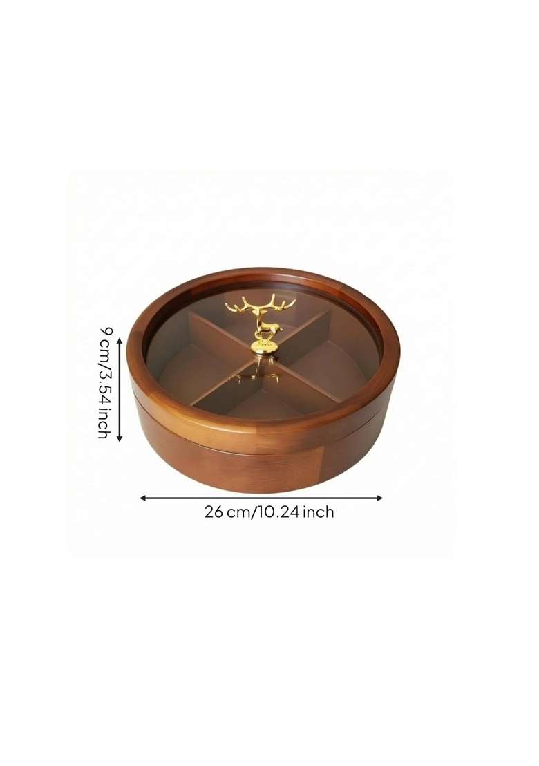 Styleheaven Wooden Dry Fruit Box with Glass Lid Round Dry Fruit Box Glass - Indya