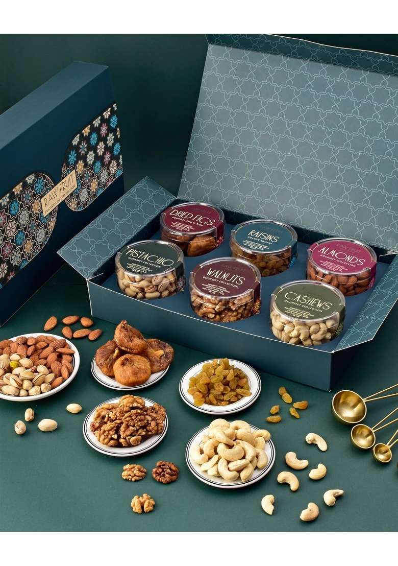 Hyperfoods Diwali Dry Fruits Gift Hamper Dryfruit Gift Box Corporate Gifts for Employees Dry Fruits Pack of 6 - Indya
