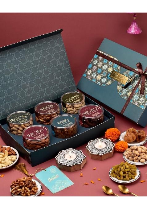 Hyperfoods Diwali Dry Fruits Gift Hamper Dryfruit Gift Box Corporate Gifts for Employees Dry Fruits Pack of 6