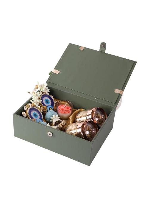 Nutty Delights Bloom and BITE Premium Festive Gift Hamper with Dry Fruit Jars and Evil Eye Hanging
