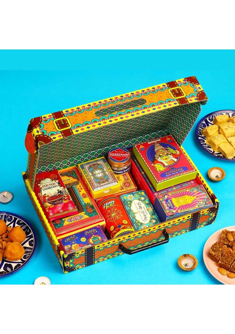 Indian Karigar Multicolour 14 Items Suitcase Diwali Gift 2026 Premium Unique Diwali Gift Hamper - Indya