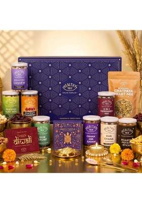 Healthy Treat Grand Diwali Gift Hamper Roasted Dry Fruits Healthy Snacks Diwali Gift Box with Vastu Turtle