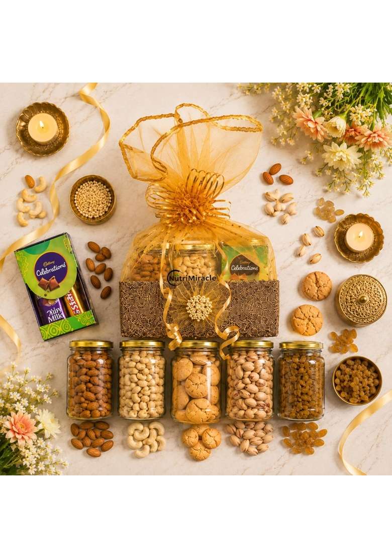 Nutri Miracle Diwali Dry Fruits Gift Hamper for Corporate Office Employees - Indya