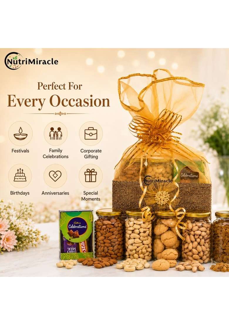 Nutri Miracle Diwali Dry Fruits Gift Hamper for Corporate Office Employees - Indya