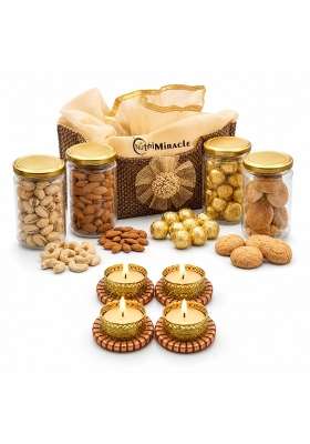 Nutri Miracle Diwali Dry Fruits Hamper with Diya Diwali Gift Hampers for Family and Friends