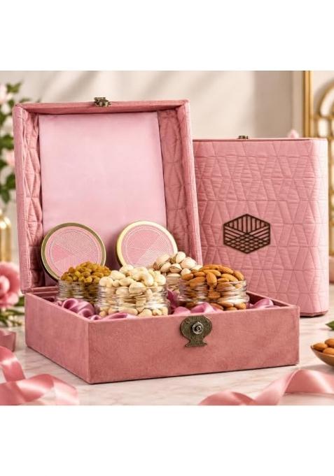 Browntree Dry Fruits Gift Hamper Pink 700G Cashewnuts Almonds Raisins and Salted Pista