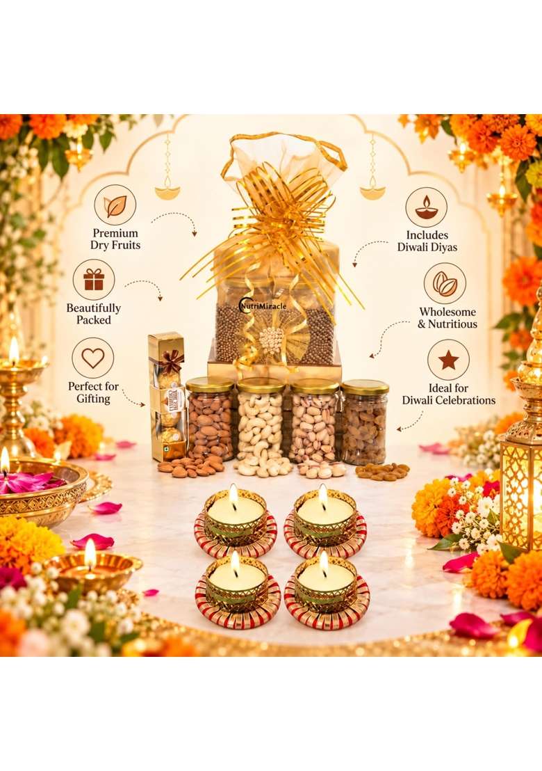 Nutri Miracle Diwali Dry Fruits Chocolate Gift Hamper for Friends - Indya