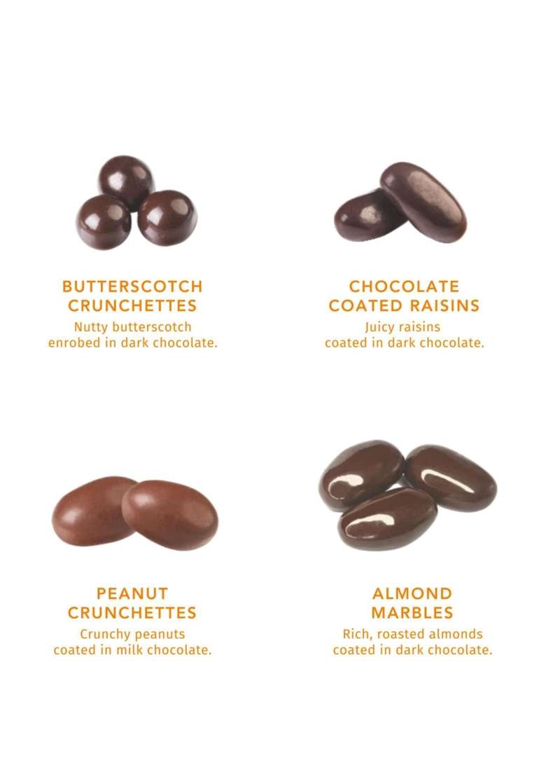 Chokola Cosmos Premium Chocolate Hamper 400G Dark Chocolate Coated Almonds and Assorted Nuts Dragees - Indya