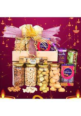 Giftrend Diwali Dry Fruits Gift Pack for Employees Chocolate and Dry Fruits Gift Hamper for Relatives