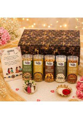 Rustic Bites Raksha Bandhan Dry Fruit Gift Hamper 1250G Premium Cashews Almonds Pistachios
