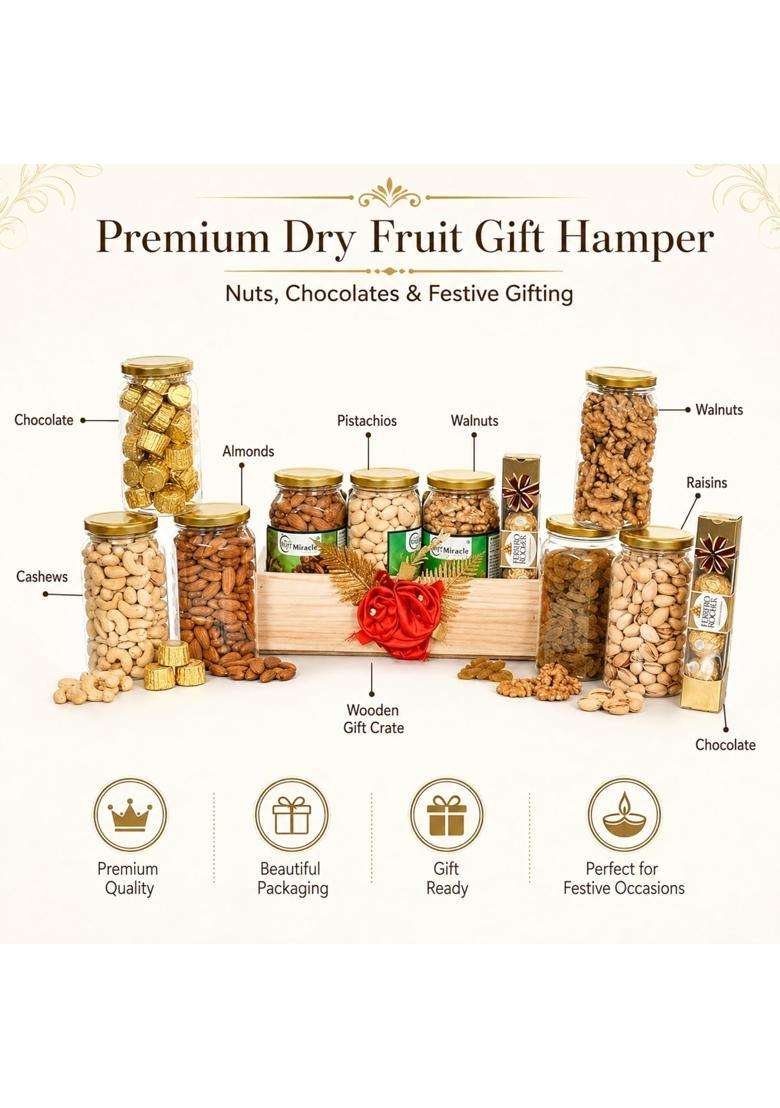 Nutri Miracle Diwali Dry Fruit Chocolate Gift Pack for Clients and Employees - Indya