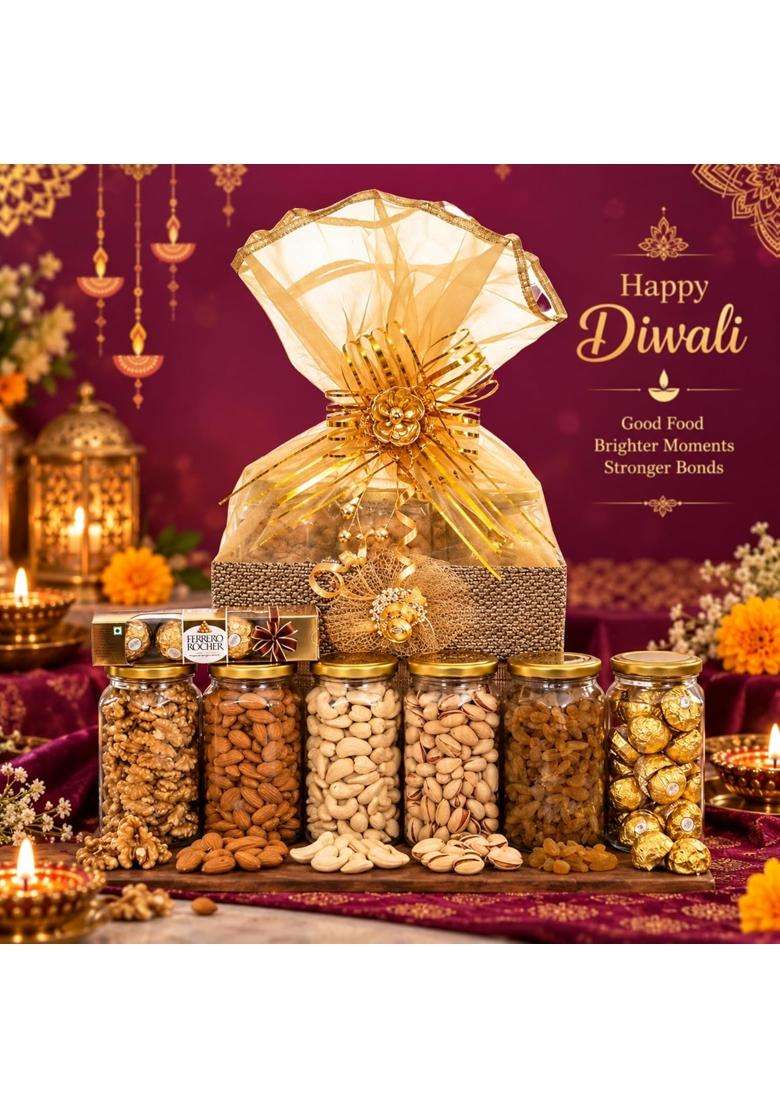 Giftrend Diwali Corporate Gift Hamper for Clients Dry Fruits Chocolate Gift Basket for Family and Friends - Indya