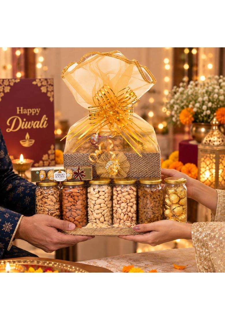 Giftrend Diwali Dry Fruits Gift Pack for Parents and Family Corporate Gift Hamper for Clients and Colleagues - Indya