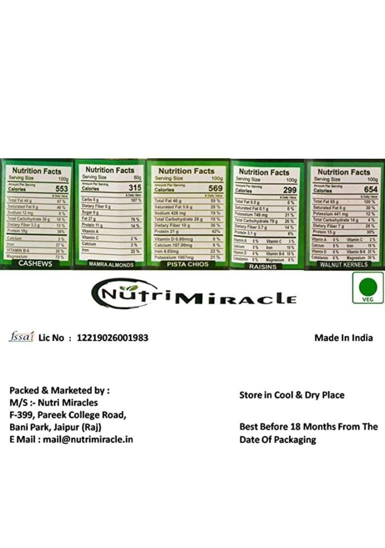 Nutri Miracle Gold Diwali Gift Pack for Family and Friends Almonds Cashews Mixed Nuts and Chocolates Hamper - Indya